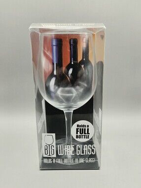 Big Wine Glass - Clear Giant Stemmed Glass (Holds A Full Bottle) NIB